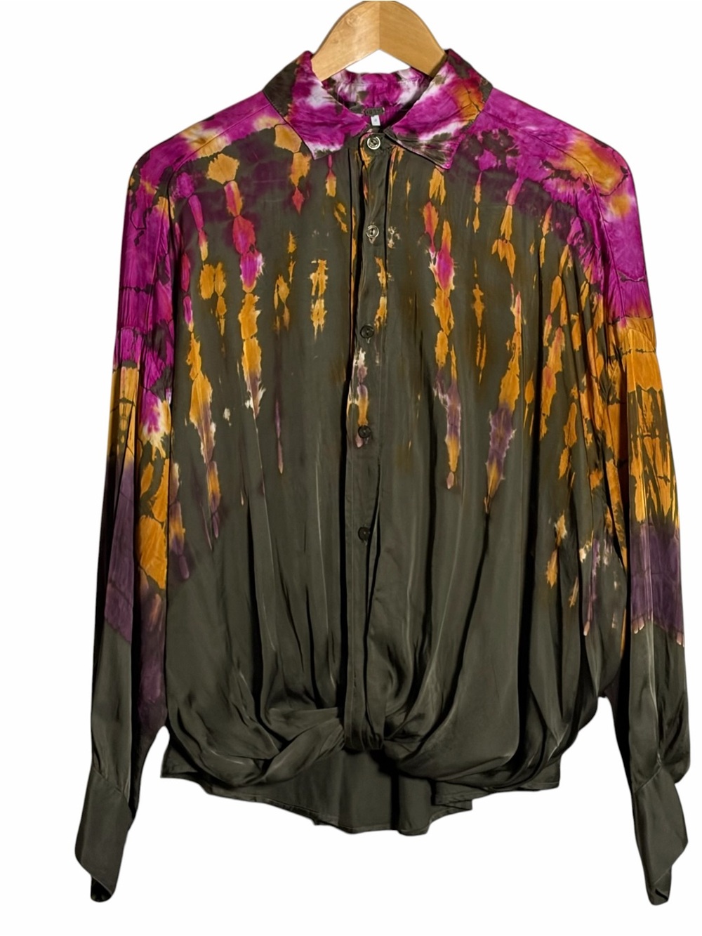 NWT-Young Fabulous & Broke Olive, Tie-Dye Button-Up-Size Small